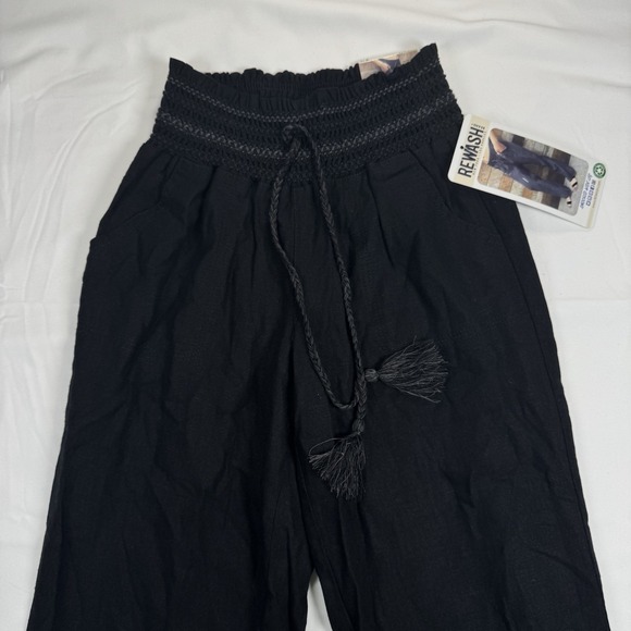Rewash Women Black Flowy Casual Pants XS Stretchy Waistband - Picture 1 of 7